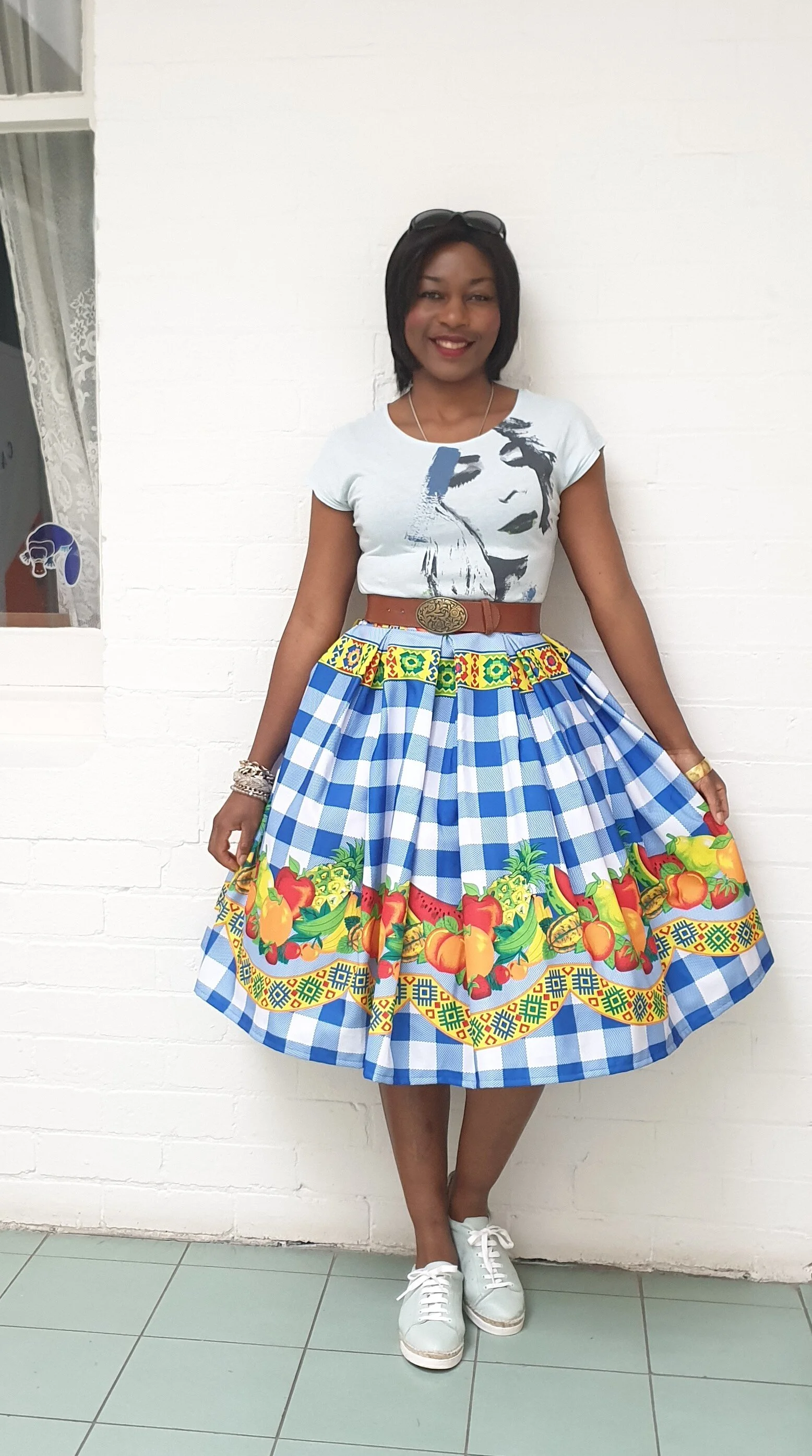 Gingham print skirt sale